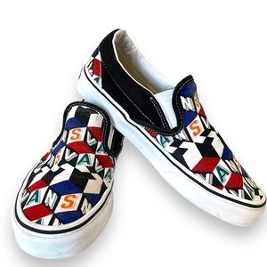 VANS Off The Wall Checker Cube Classic Slip On Canvas Flat Loafer Skate Shoe